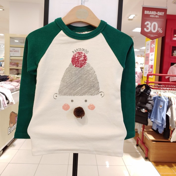 리틀밥독 이월 상품 초특가 균일가 산타모자 티셔츠 크리스마스 아동티셔츠