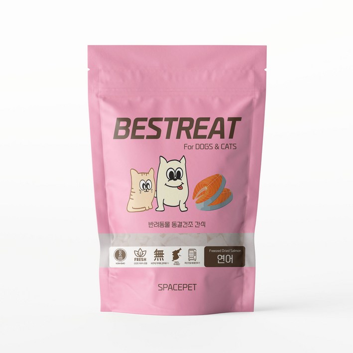 스페이스펫 베스트릿 동결건조 간식 강아지간식 고양이간식, 1팩, 140g, 연어
