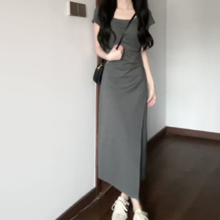 레송 슬림 셔링 여성원피스