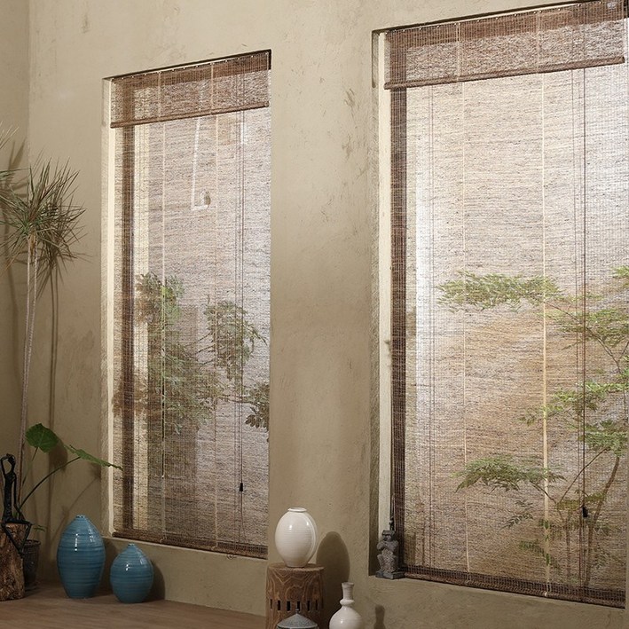 일본식 모시 커튼 린넨 리넨 창문 현관 가림막 조각보 가리개