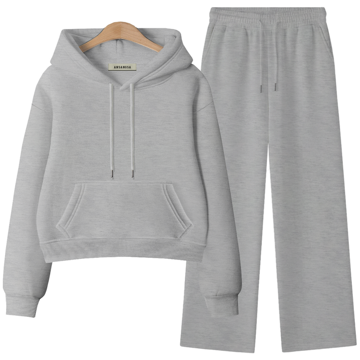 ANSANGSA 무지 여성 후드 상하세트