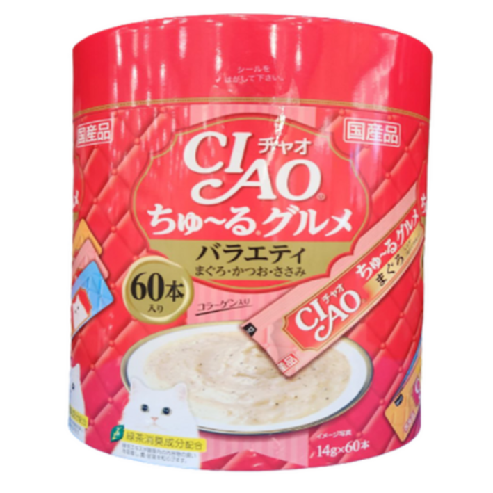 이나바 고양이 챠오츄르 구루메 간식 60P, 참치, 닭가슴살, 가다랑어, 840g, 1개 이나바 고양이 챠오츄르 구루메 간식 60P, 참치, 닭가슴살, 가다랑어, 840g, 1개