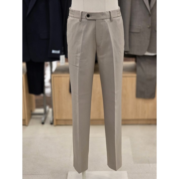 킨록바이킨록앤더슨 베이지 울 블랜디드 허리 양옆 히든 밴딩 정장 바지 팬츠 NFH308