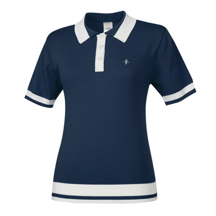 빌트모아 여성 골프웨어 카라 배색 풀오버 카라 티셔츠