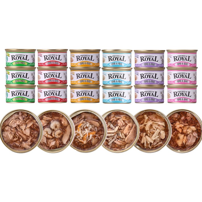 펫스토리로얄 전연령 고양이 프리미엄 주식캔, 혼합맛, 85g, 24개