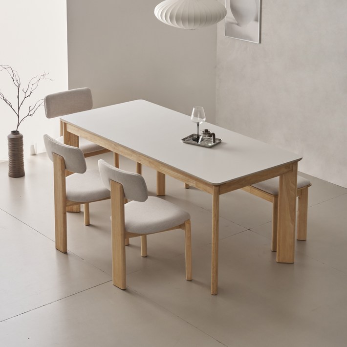 폴인퍼니 지아노  포세린 세라믹 식탁 1800  의자3p  벤치 세트 6인용 방문설치