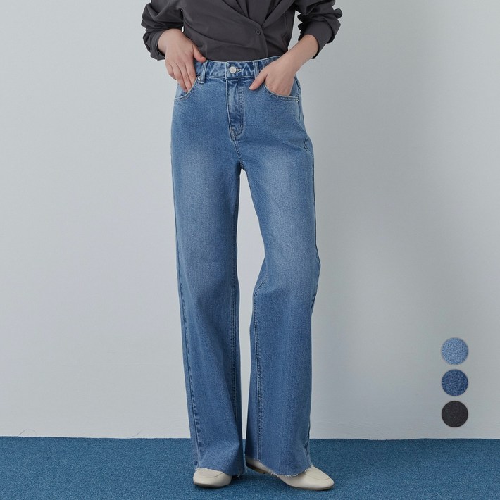 ELLE PARIS 와이드핏 부츠컷 데님 팬츠 ELLE PARIS 와이드핏 부츠컷 데님 팬츠