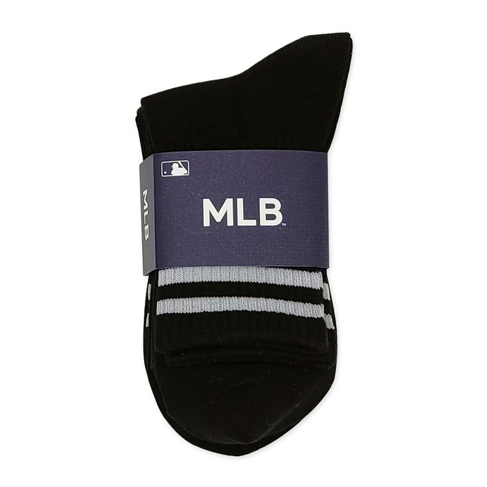 MLB 남성용 투라인 중목 양말 3족 세트