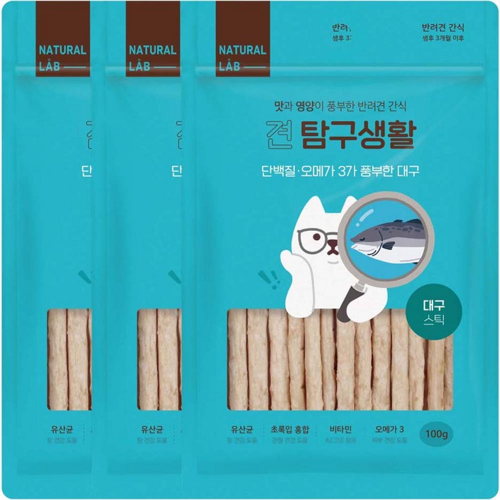 네츄럴랩 강아지 견탐구생활 스틱 간식 100g