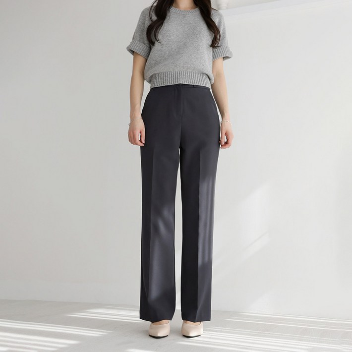 앤드스타일 여성용 숏롱 기장 스판 일자핏 슬랙스 264346