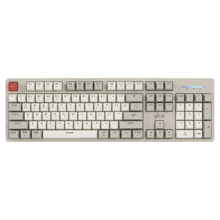 지클릭커 레트로 레드 M RGB 저소음 무선 블루투스 멤브레인 키보드, 브라운, SPR104K, 제조사축