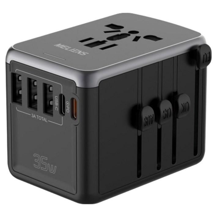 멜리언스 해외여행용 5포트 PD35W 초고속충전 멀티 어댑터 블랙 MLOL1, 1개