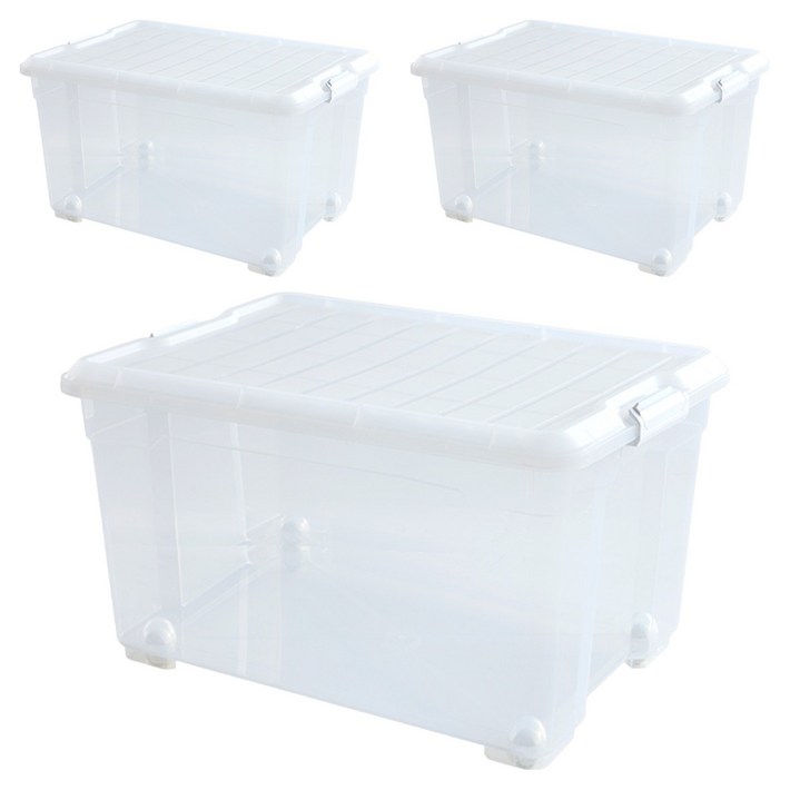 홈즈코리아 브리다 데일리 수납리빙박스, 투명, 3개