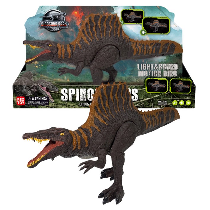 씽크 아동용 스피노사우루스 라이트 사운드 모션 디노 대형 공룡 피규어, 혼합색상, 1개, 21.5cm