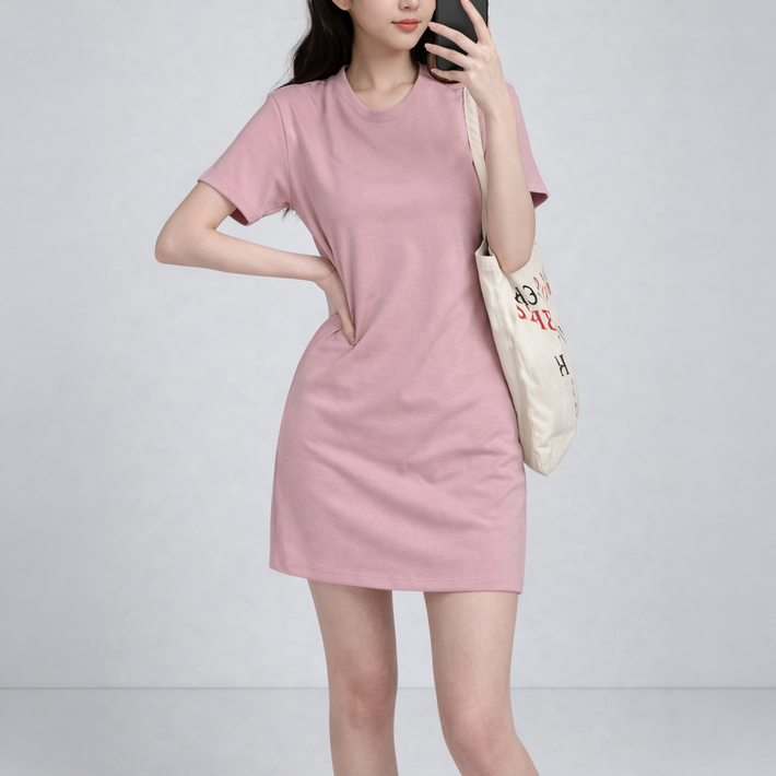 라라온 심플 라운드넥 반팔 미니 원피스 TSP1709 빅사이즈 포함