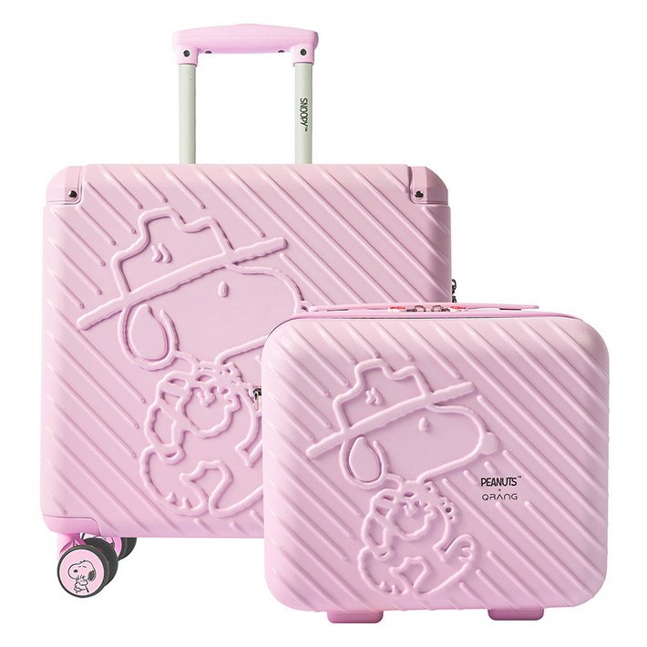 피너츠 X 큐랑 시애틀 스누피 기내용 뷰티백캐리어 세트