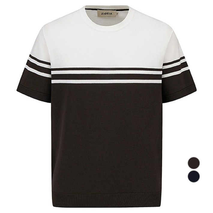 지오지아 남성용 미라쿨 블럭패턴 반팔 니트 AEF2ER1102