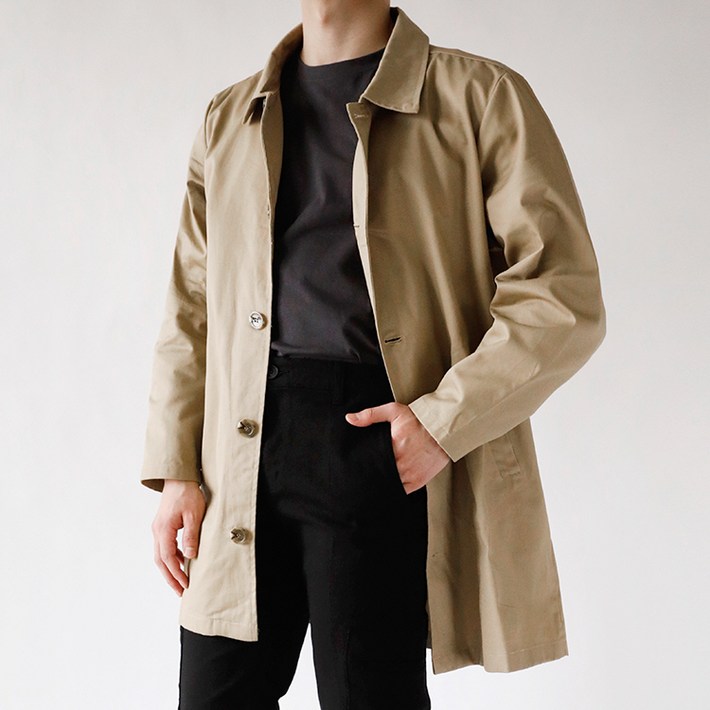 해리슨 남성용 베이직 코튼 싱글 트렌치 코트 HA1005 STY1004