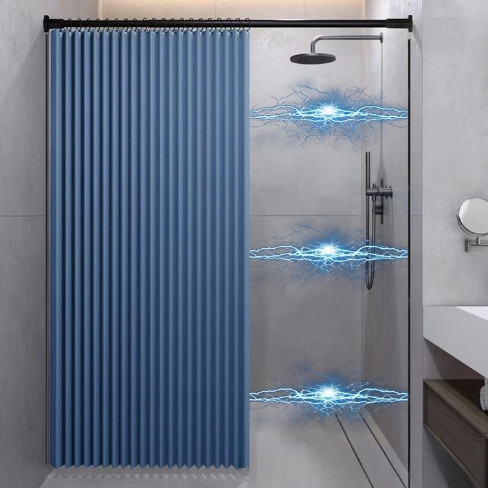 와뚜니 욕실 방수 샤워커튼 건습분리 커튼봉 세트 자석 고정 블라인드 디자인 욕실용 커튼