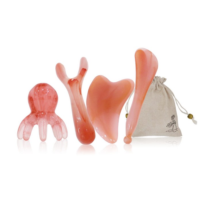 다르앤 괄사 마사지 4종세트 두피 바디 얼굴 콧대 승모근 종아리 전신 마사지기