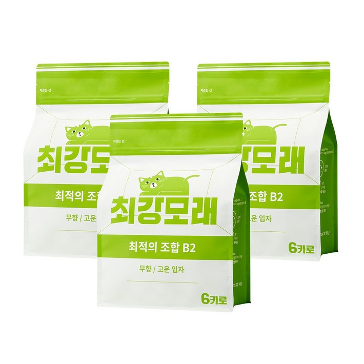 21 최강모래 최적의 조합 B2 6kgx3, 고운입자 고양이모래 와이오밍 벤토나이트모래, 3개, 6L, 무향