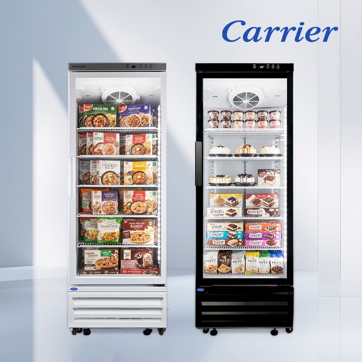 캐리어 냉동 쇼케이스 밀키트 다목적 수직냉동고 간냉식 블랙 화이트, 전면블랙 CSR485G7H