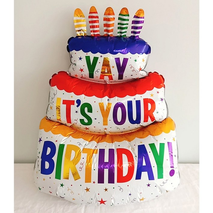 케이크풍선 케잌풍선 3단 은박풍선 초대형 생일케익 생일 파티풍선 가랜드 1m, 1) 풍선 (100X61)