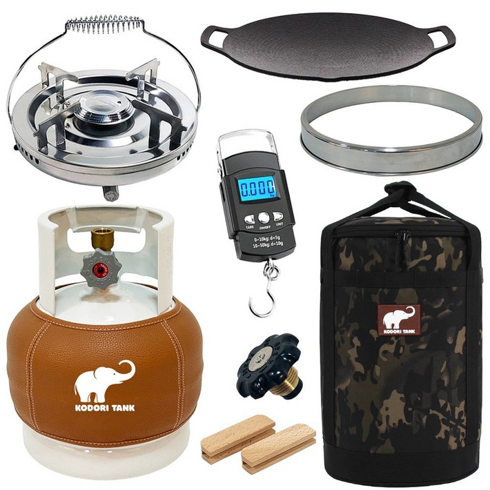 고화력 코돌이탱크 3kg LPG가스통 코돌이가방 캠핑용품세트, 1세트, 3번3kg1005링가드브라운워머36cm저울마개가방