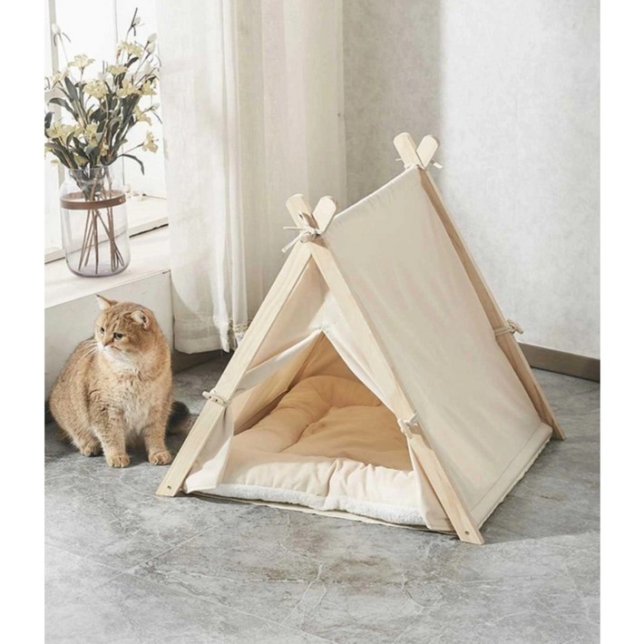 고양이 숨숨집 원목 텐트 하우스