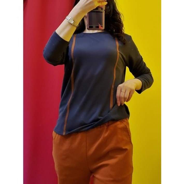 마랑 테잎 트리밍긴팔티셔츠