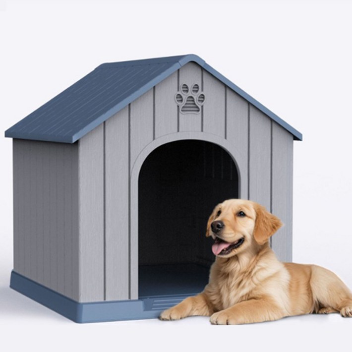 레드와이 플라스틱 강아지집 개집 야외 실외 대형견집 애견하우스 반려동물, 1개, 그레이블루
