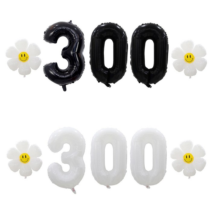 [해피쏘굿] 32인치 블랙/화이트 숫자 (100일~900일) + 데이지 풍선세트