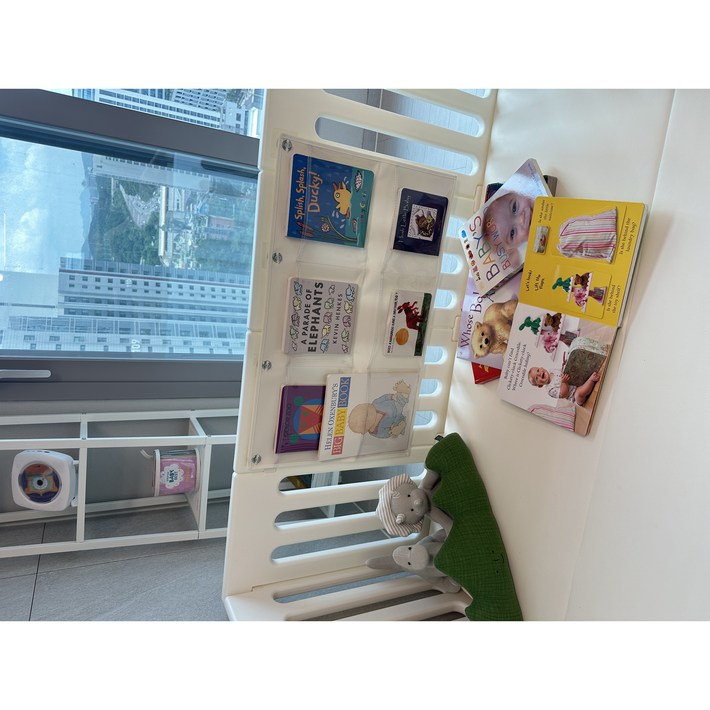 아빠차트BRD 베이비룸책꽂이 전면책장 아기책꽂이 벽걸이포켓, 2단, 아이보리