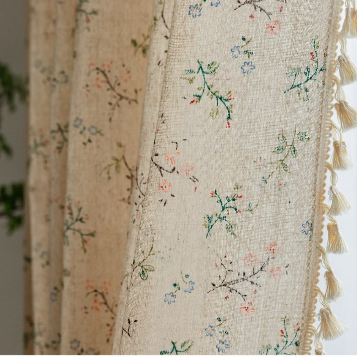 레몬피스 테슬 플라워 가리개 커튼