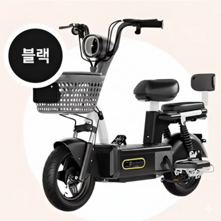 조이투컴 전기자전거 전동자전거 고출력 휴대용 가성비 자전거 48V 출퇴근전용 자토바이 등하원, 5.블랙, 경량스틸