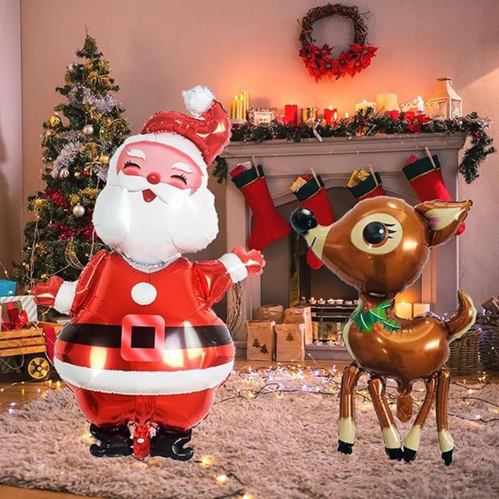 나나봉봉 대형 1.2M 산타 풍선 인형  실내 실외 인테리어 장식 크리스마스 산타 은박 풍선