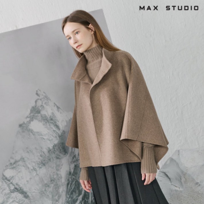 막스스튜디오 25FW 울 블렌딩 핸드메이드 판초 케이프 코트