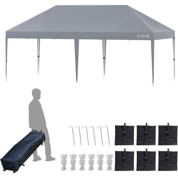 행사용 대형 방수 캐노피 천막 3x6m 접이식 설치간편 612인용 차양막 몽골형, 그레이