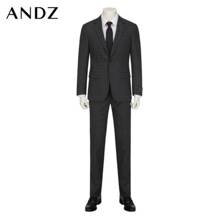 앤드지 남자 브라운 차콜 쉐도우 체크 패턴 울 스판 정장 셋업 BJD3SB31103 2060989