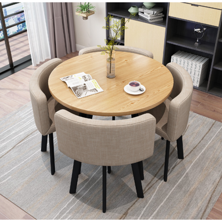 semoharu 4인용 원형식탁 800 테이블 의자 세트 카페 사무실 대기실