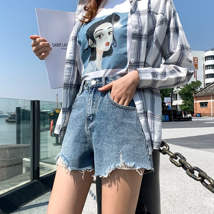 스토리원 여성 빈티지 데미지 데님 청 반바지 숏팬츠 WMSSBT008