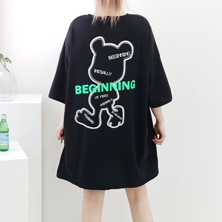 퀸비샵 비기닝 곰돌 롱티 빅사이즈반팔빅박스기본티셔츠오버핏롱티블루화이트블랙 퀸비샵 비기닝 곰돌 롱티 빅사이즈반팔빅박스기본티셔츠오버핏롱티블루화이트블랙