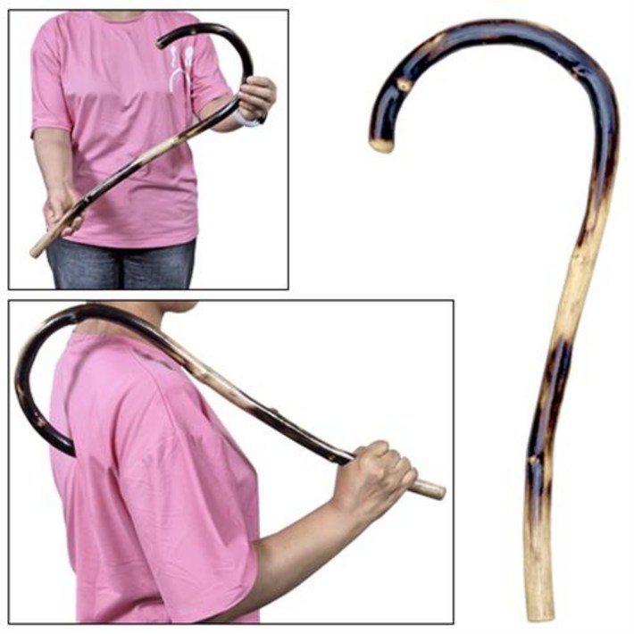 일체형 등나무 고리안마기 목 어깨 등 안마기 갈고리 지압봉 안마봉 마사지기, 다크브라운, 1개