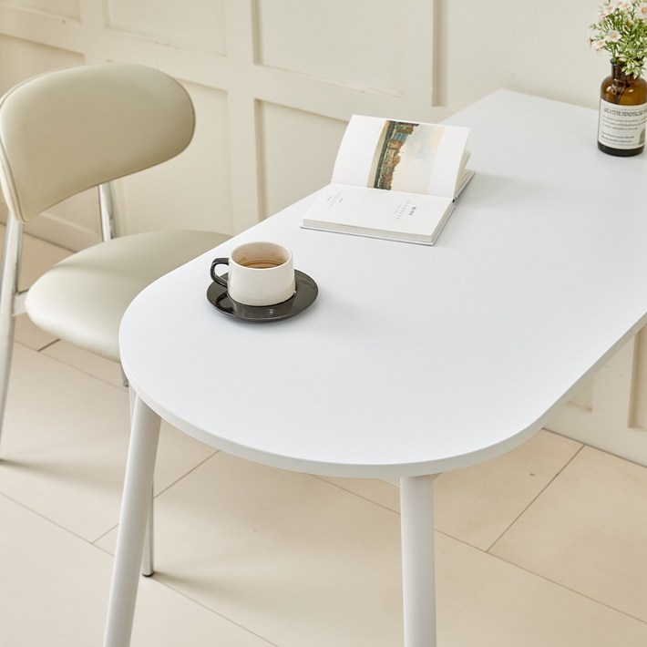 반타원식탁테이블 800X600 반달형 반원형 DIY식탁, 화이트, 2인용