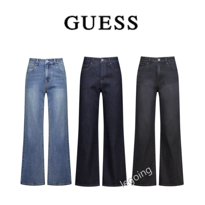 2025 신상 게스GUESS 여자 와이드핏 청바지 사계절 데일리 데님 팬츠