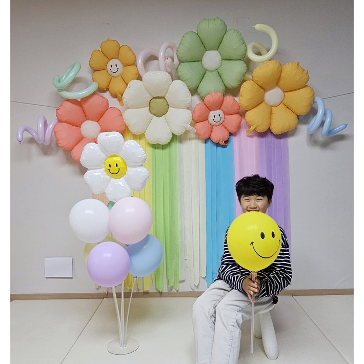꽃풍선 파티스트리머 어린이날풍선 어린이집 학교 교회 포토존 장식 세트
