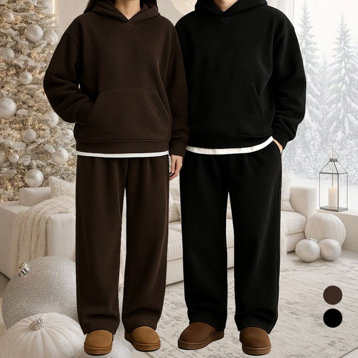 겨울 기모 코듀로이 골덴 셋업 남자 후드 와이드 상하세트