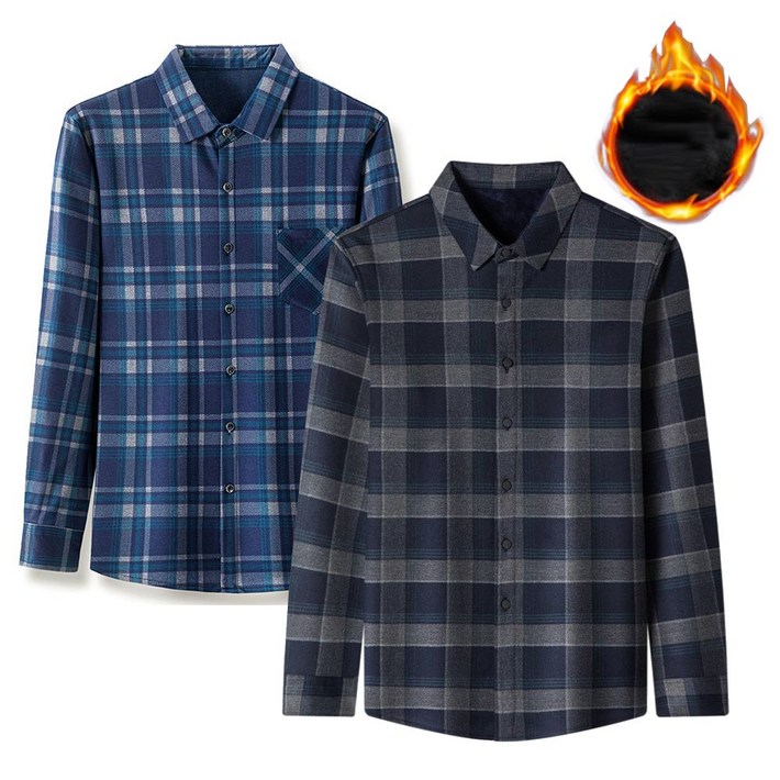 제이케이sp 빅사이즈 겨울 소프트 기모 안감 중년 작업복 농사 체크 남방 셔츠