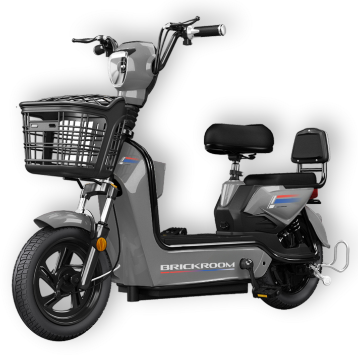 BRICKROOM 3세대 전기 자전거 자토바이 출퇴근 전동 스쿠터 2인용 바이크, 그레이