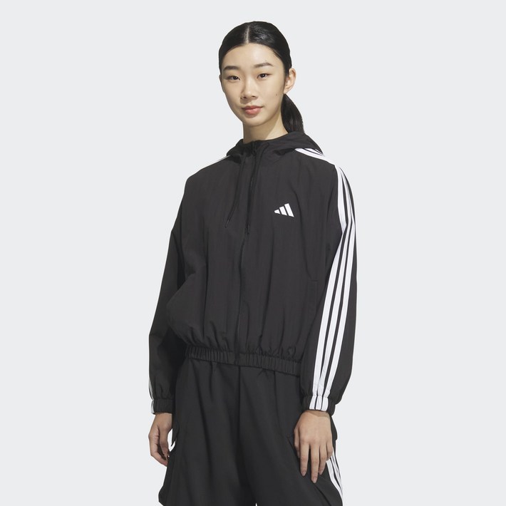 아디다스 ADIDAS 퍼포먼스 우먼스 3S 우븐 윈드브레이커 여성바람막이 윈드브레이커 크롭바람막이 삼선바람막이 환절기겉옷 봄가을바람막이 환절기아우터 JZ2162
